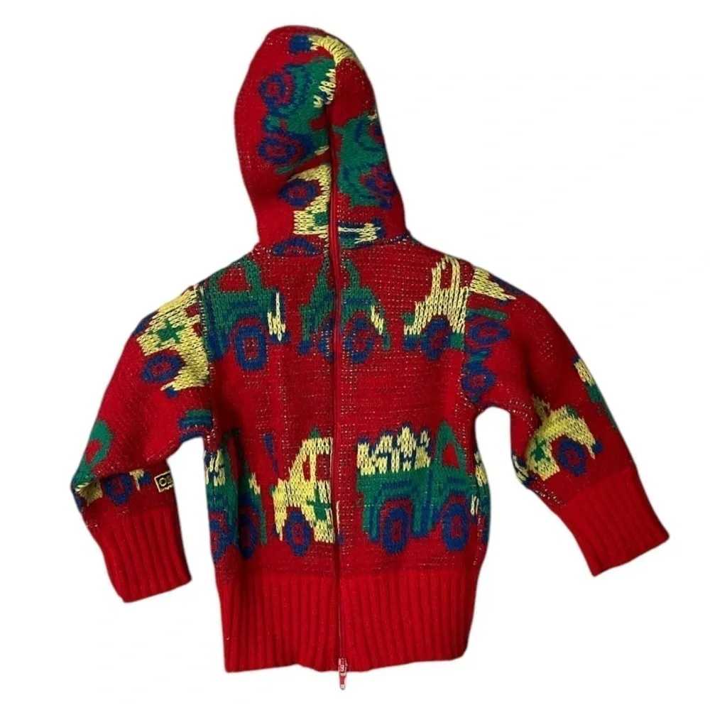 Oshkosh B’gosh x Vintage Made in USA Cars Trucks Knit Hooded Sweater
